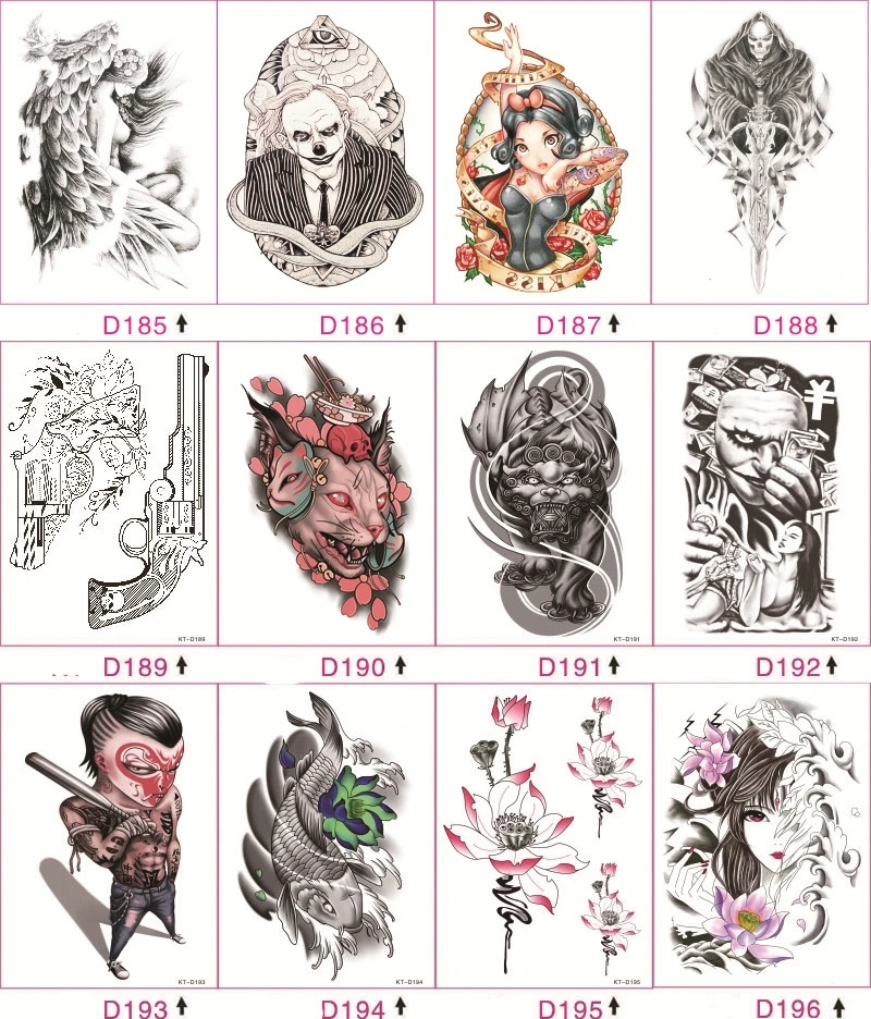 

12pcs/set Personality Body Art Temporary Tattoo Sticker 3D Waterproof Fake Tattoo 40 Designs To Choose Big Tattoo for Men Women