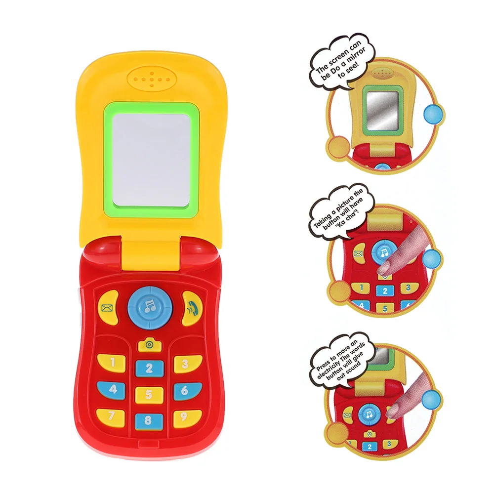 Electronic Toy Phone Musical Mini Cute Children Phone Toy Music Flip Diary Case Cover Cell Phone Enlightenment Toy P10