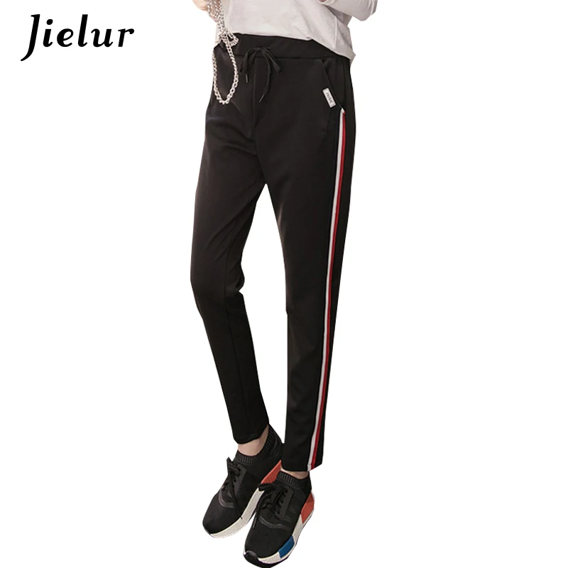 Jielur Autumn Casual Korean Women Pants Striped Fashion Slim Hip Hop Harem Pants Black Long Trousers Female Classic Capris S-2XL Jielur Autumn Casual Korean Women Pants Striped Fashion Slim Hip Hop Harem Pants Black Long Trousers Female Classic Capris S-2XL