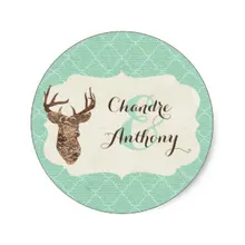 3,8 см элегантные оленьи рога деревенские Свадебные Сделанные на заказ классические круглые наклейки