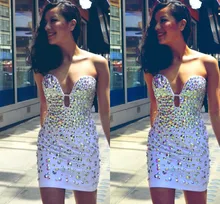Oumeiya omy364 Sexy Meerjungfrau Kurze Mini Homecoming Kleider 2016 Schatz neck Low Sleeveless Prom Kleid Weiß Perlen
