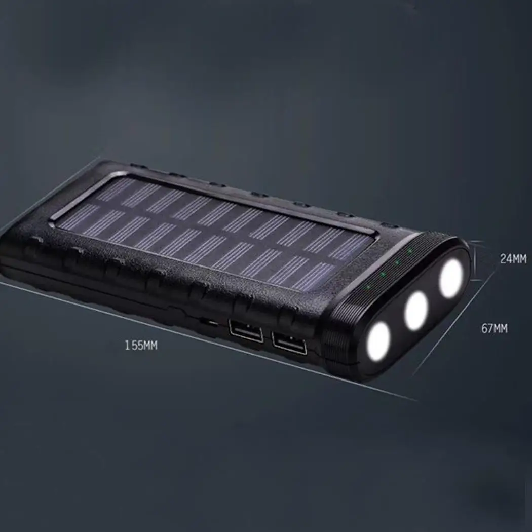 13000 mAh солнечный банк питания водонепроницаемый 13000 mAh Солнечное зарядное устройство 2 usb порта Внешнее зарядное устройство банк питания для Xiaomi iPhone samsung