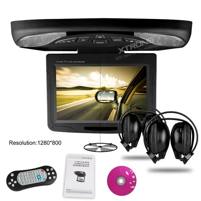 11.3" HD Car Flip Down Monitor Roof Mounted DVD Player 1280*800