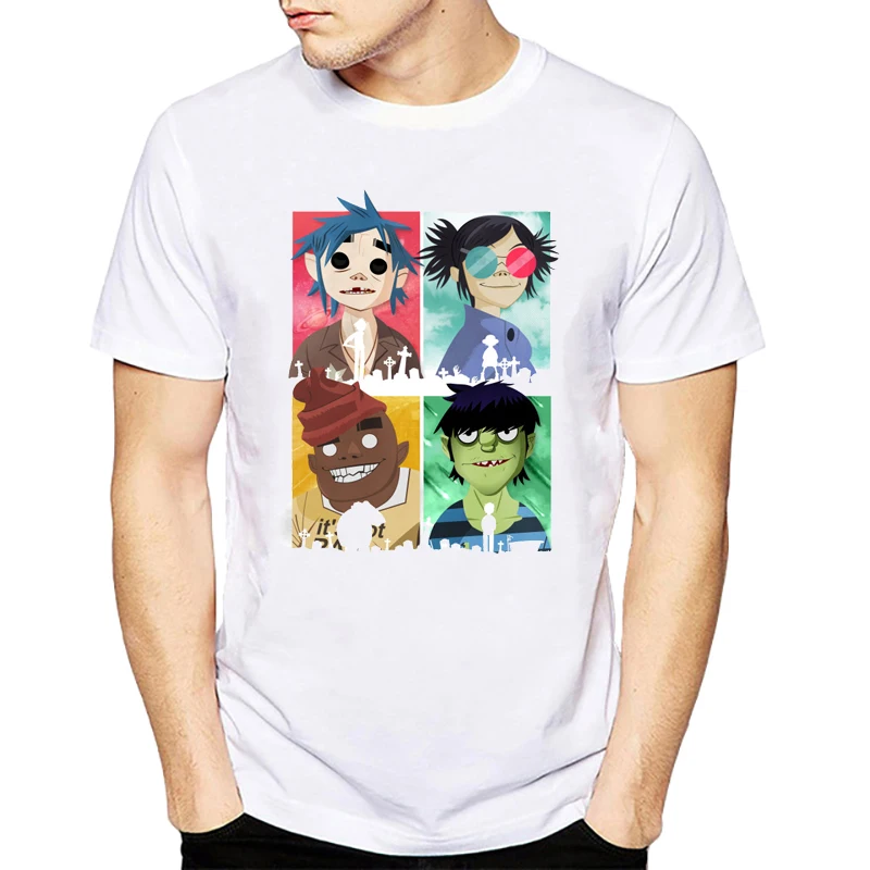 Noodle Murdoc Russel Short Sleeve Gorillaz Men T Shirts Ringer Fashion Streetwear t shirt 2018