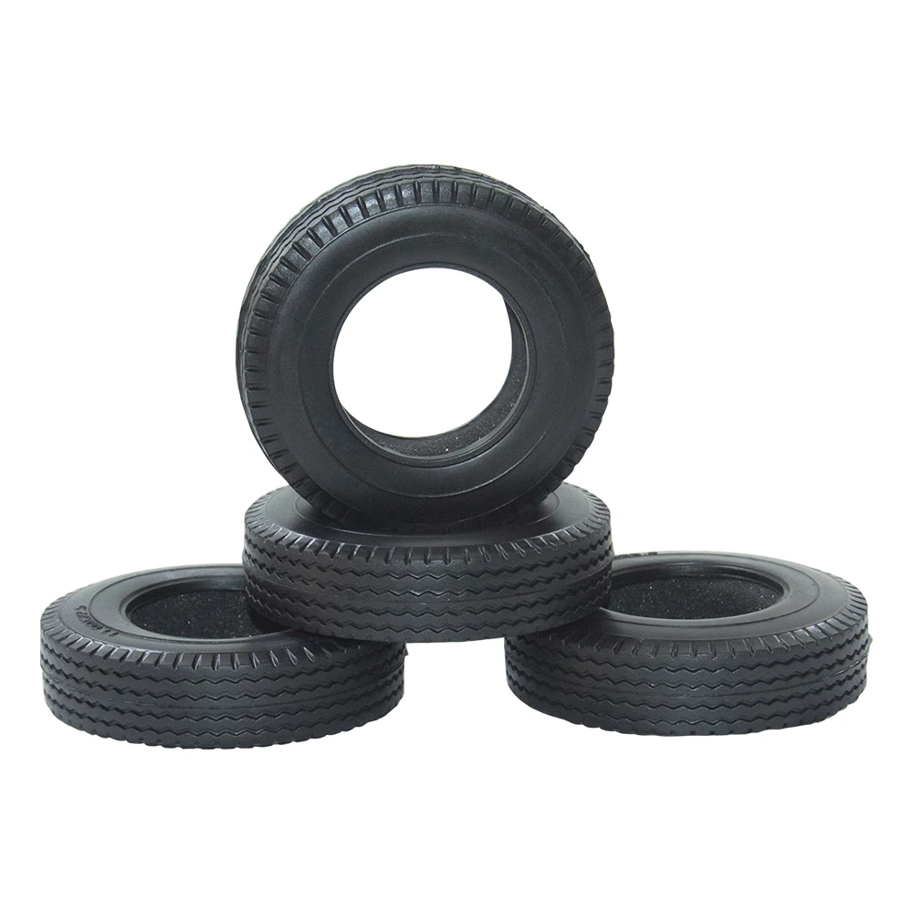 

ARC0082 4PCS RC Car Rubber Trailer Tires For 1:14 Tamiya Tractor Truck RC Climbing Trailer 1/14 Car Component Pull Wheel Cover