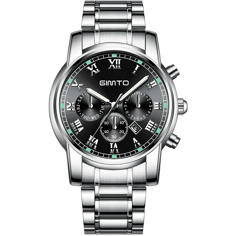 

GIMTO Top Brand Luxury Chronograph Date Mens Watches Military Sport Male Clock Steel Strap Business Wrist Quartz Men Watch