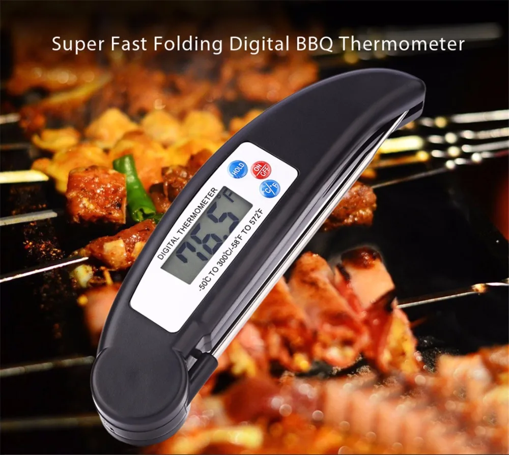 Ultra Instant Read Foldable BBQ Thermometer LCD Digital Cooking