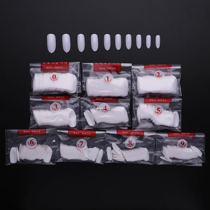 

500pcs False Nail Art Tips Perforate Oval Shape Full Cover White Natural Transparent Acrylic UV Gel Nail Tips Art Decoration