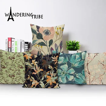 

Vintage Decorative Cushion Covers Floral Pillow Green Cushions Cover Custom Pillow Case 45 * 45 Quality Throw Pillow Covers