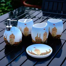 Blue Castle resin bath five sets of Mediterranean bathroom suite bath suite Wash Cup gargle cup set LO88205