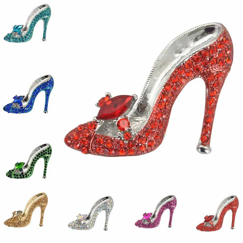 High Heel Desgin Enamel Pins Badge Crystal Rhinestone Brooch Pin Lapel Women Cute Collar Chapas Broches