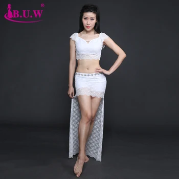 

BUW Girls belly dance clothes set Women belly dancing clothes short sleeves top+ skirt 2pcs belly dance suits 8191