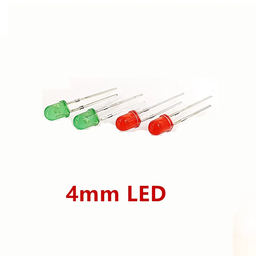 

100pcs/L 4mm Round Frosted led diode Red Green LED Lamp 1.8V 2.0V 2.4V