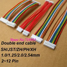 Jst sh zh xh ph 1.0mm 1.25mm 1.5mm 2.0mm 2.54mm 2.0mm 2/10 peças 3/4/5/6/7/8/9/10/11/12 pinos feminino e conector fêmea com cabo