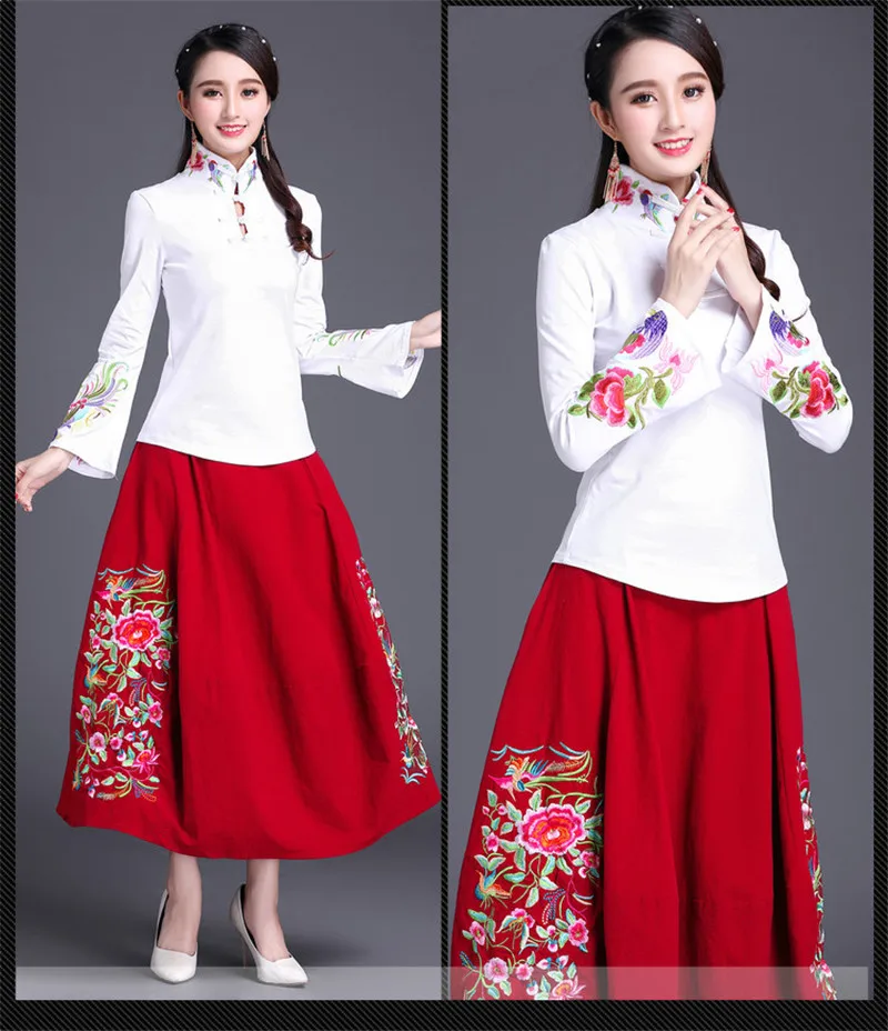 Cheongsam Топ традиционная китайская одежда для женщин с длинным рукавом размера плюс 5XL рубашка хлопковая винтажная одежда Топ Футболка Блузка рубашка