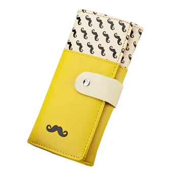

Smooth PU Leather Wallet Cute Mustaches Pattern Purse Clutches Coin Purse Cards Holder Bag for Women MSJ99