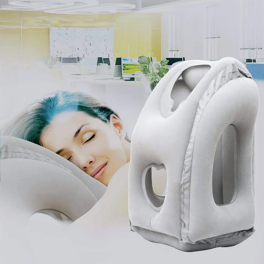 

PVC Flocking Inflatable Pillow Travel Generation Neck and Head Support Pillow for Sleeping on The Airplane Train Car Home Office