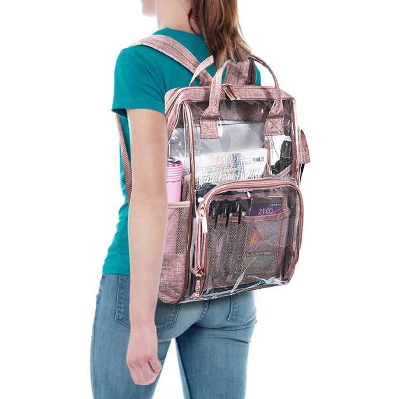 Fashion Transparent Waterproof Backpacks Clear Pvc Zipper School Bags For Teenage Girls Travel Bag