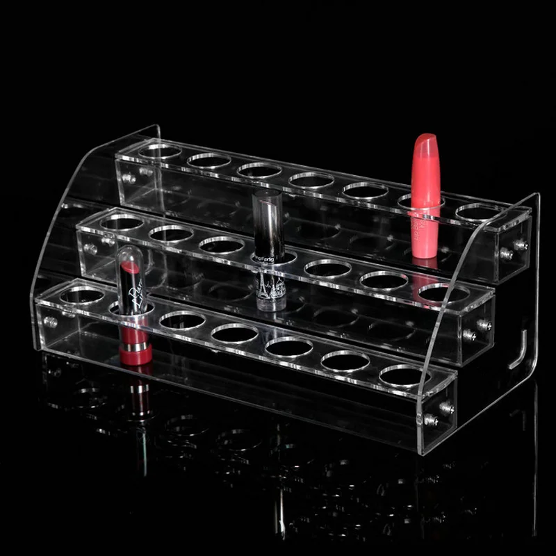 

21 Grid 3 layer Lipstick Holder Acrylic Adjustable Nail Polish Rack Makeup Organizer Storage Makeup Tools Cosmetic Display Shelf