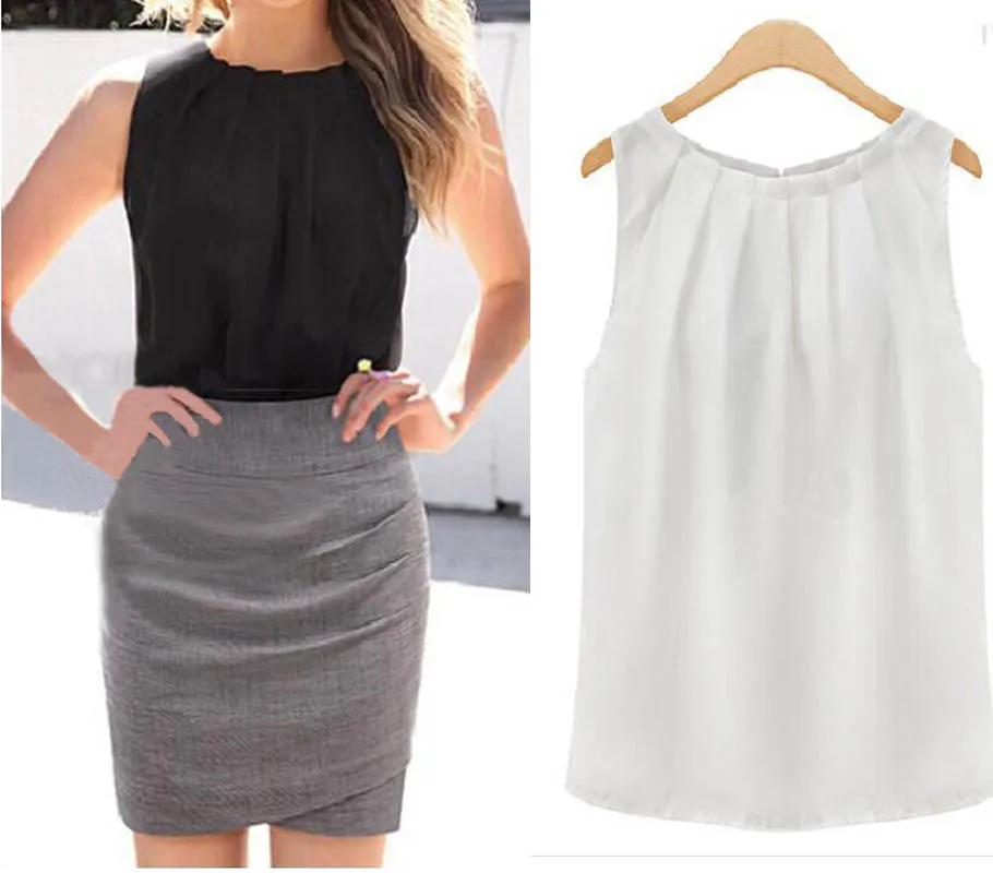 

2018 Fashion Elegant Sexy Women Lady Summer Vest Top Sleeveless Women Blouses Casual Tank Tops Shirt Chiffon High Quality