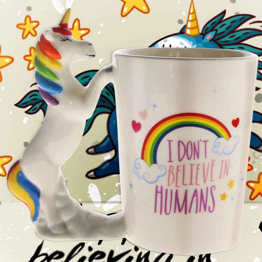 Colorful Rainbow 3D Unicorn Mug Cute Cartoon Horse Ceramic Coffee Mug  Children Christmas Gifts Porcelain Milk Tea Water Cup