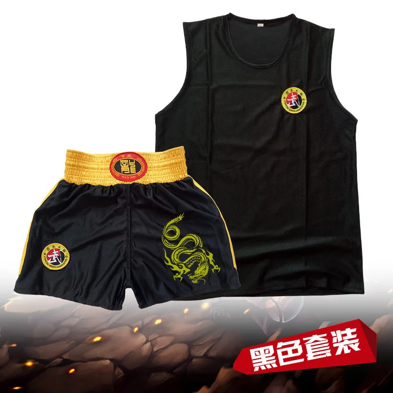 

kids adult size Suit boxing pants shorts mma T-shirt muay thai shorts karate taekwondo clothes sanda sets 110-180
