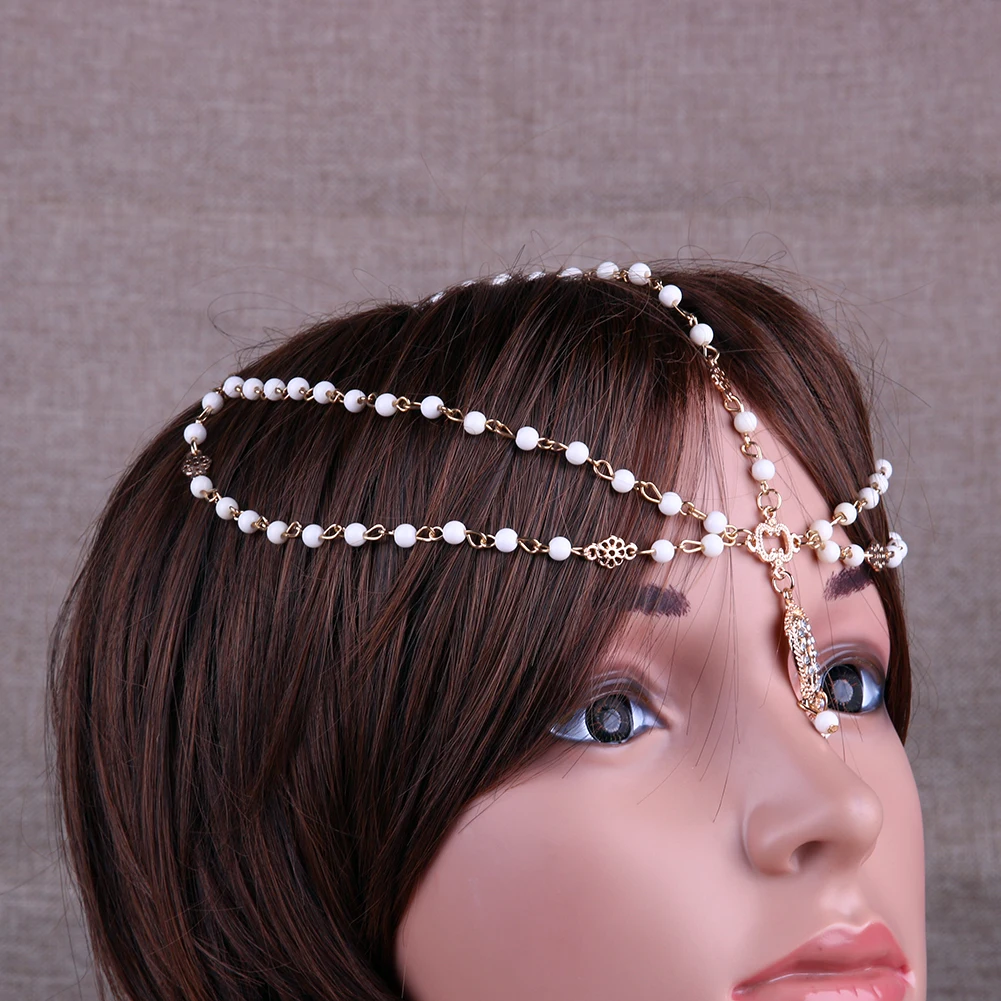 Buy Boho Gold Beads Chain Crown Drop Tassels Headband