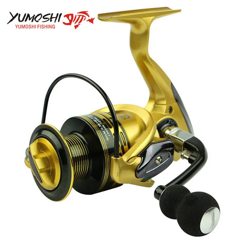 Online Yumoshi neue draht tasse Alle metall kipphebel 1000 7000 serie 13 + 1BB spinnrolle spielfrei angeln reel