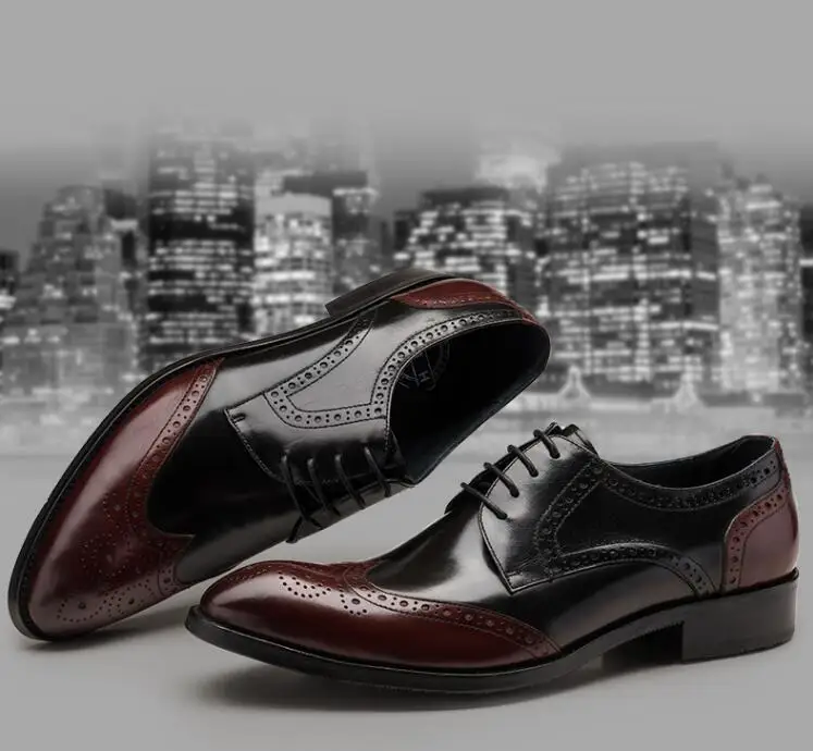 La Altura Genuino Color Aumento Zapatos Mezcla As Vestir Cuero Brogue Pic Hasta Vintage De Hombres Encaje Tallada Fiesta Elegante Casual 1qfXAz