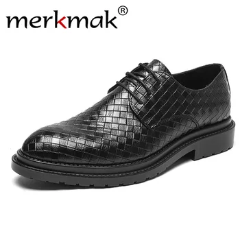 

merkmak Fashion Business Dress Men Shoes 2019 New Classic Leather Men's Suits Shoes Office Footwear Men Oxfords Shoes