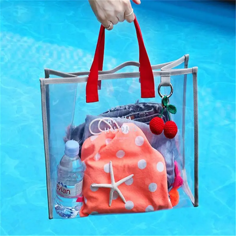 Летняя ПВХ прозрачная сумка для хранения плавательных принадлежностей с буквенным принтом коллекция одежды Tote сумки женские спортивные пляжные сумки XA373WD