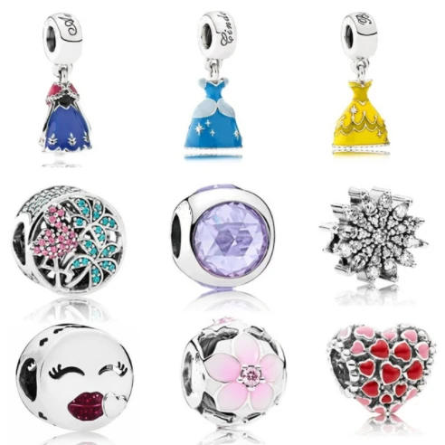 

dodocharms Bracelet Pink Bead Necklace Original Lovely Pendant Gift Color Fashion Blue Fit Pandora purple Snowflake