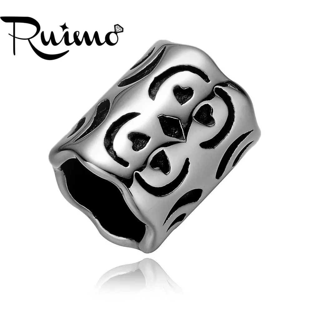 

RUIMO High Polished 316L Stainless Steel Beads irregular 8mm Big Hole DIY Beads For Bracelet Jewelry Making Charms Wholesale