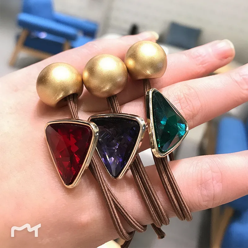 

Free Shipping women pretty knot bow big rhinestone hair band girl's cute hair tie metal ball gum lady's korea hair accessories