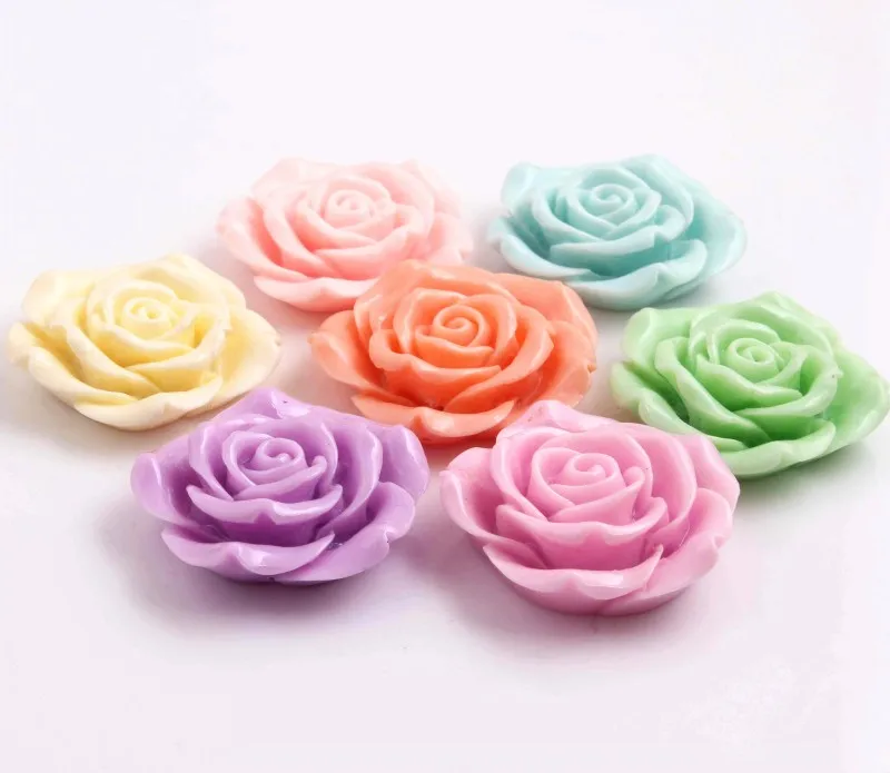 

OYKZA Easter Pastel Colorful 42mm 50pcs a lot Colorful Acrylic Big Resin Flower Beads for Girls Chunky Necklace Jewelry