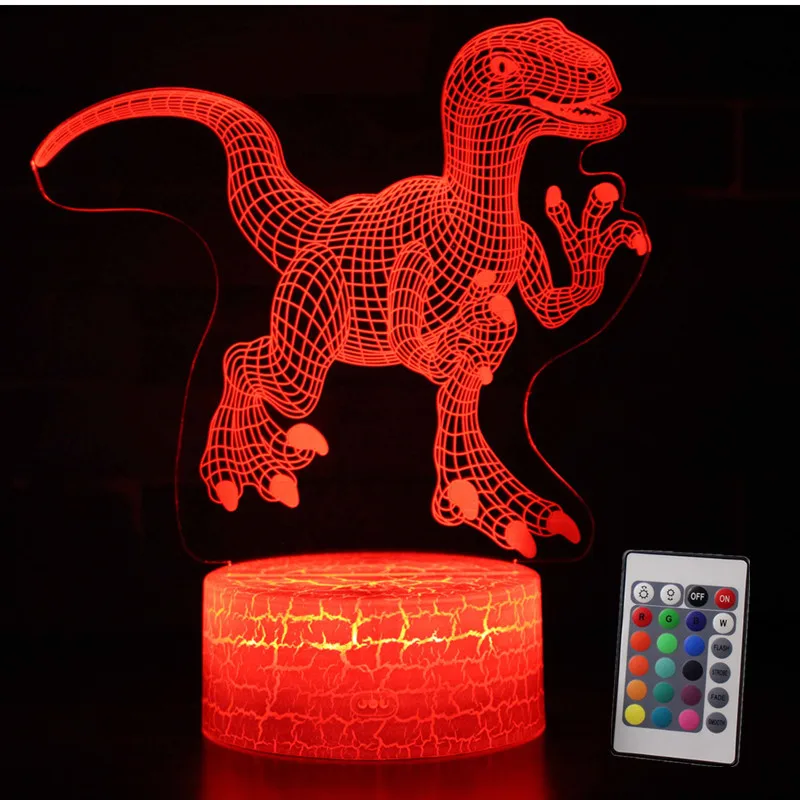 3D иллюзия динозавра Рождество 7 цветов сенсорный пульт дистанционного управления животное визуальные огни светится в темноте игрушки для нового года мальчик подарки - Цвет: Style 3