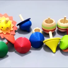 12 шт./партия Мини деревянный волчок игрушки для детей красочный деревянный гироскоп нетоксичный Настольный GameTop Детские Традиционные классические игрушки