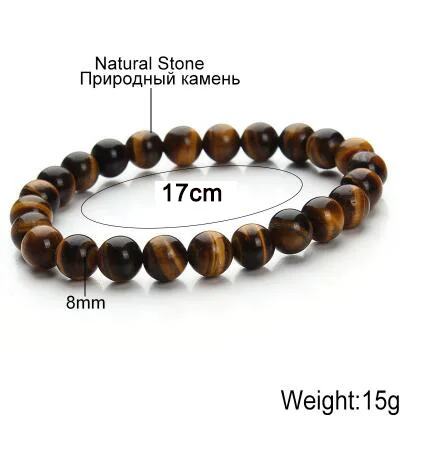 Модные браслеты из натурального камня для женщин и мужчин, розовые Quartzs, тигровые глаза, Агаты, бисерные браслеты для йоги Pulseira Masculina F2852