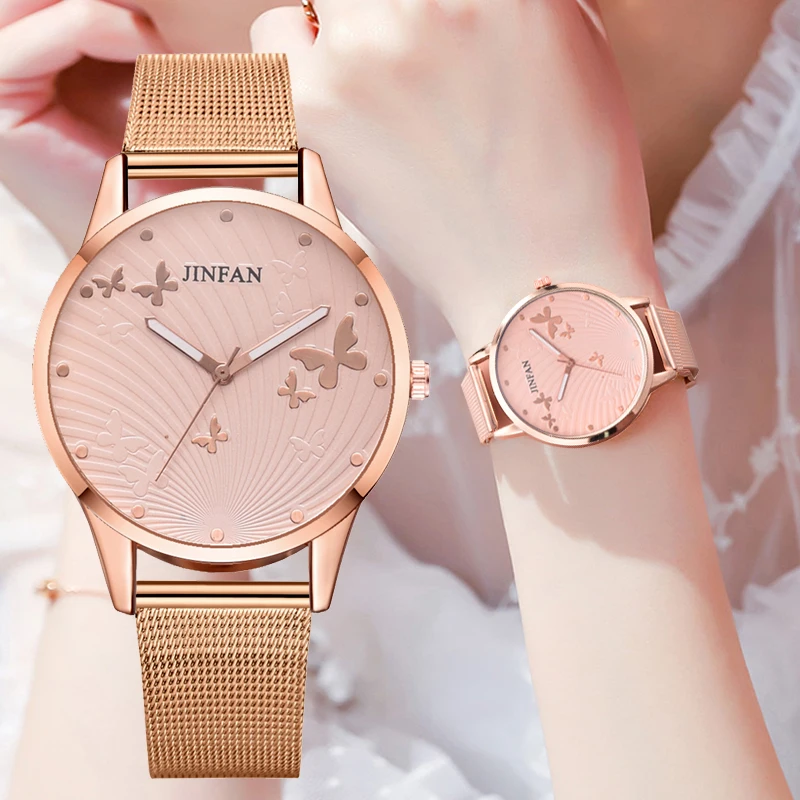 

Luxury Women Metal Alloy Strap Quartz Watch Ladies Sports Dress Clock Butterfly Dial Ladies Wrist Watches Bracelet Clock Relogio