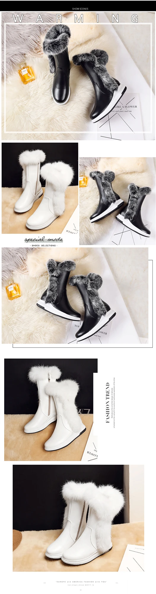 1RQFF Brand Boots Women Big size 34-43 Woman Rabbit Fur Shoes Female Snow Winter Shoes Mid-calf Shoe Leather Ladies Boot Platform (15)