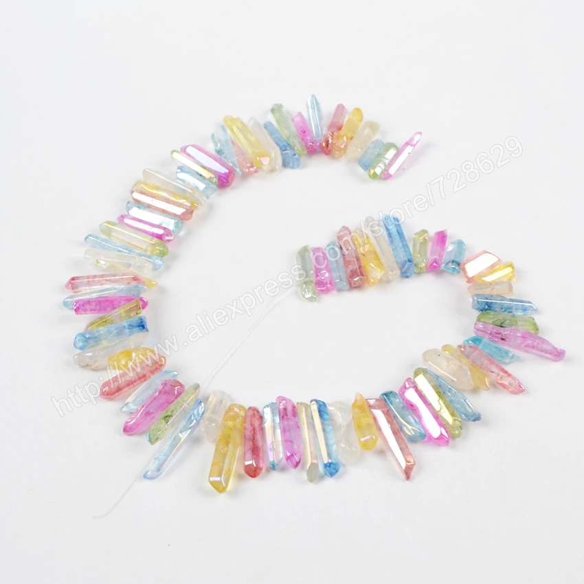 

BOROSA 3Strand/lot Little Multi-Color Cluster Aura Quartz Titanium Crystal Point Loose Beads G0521