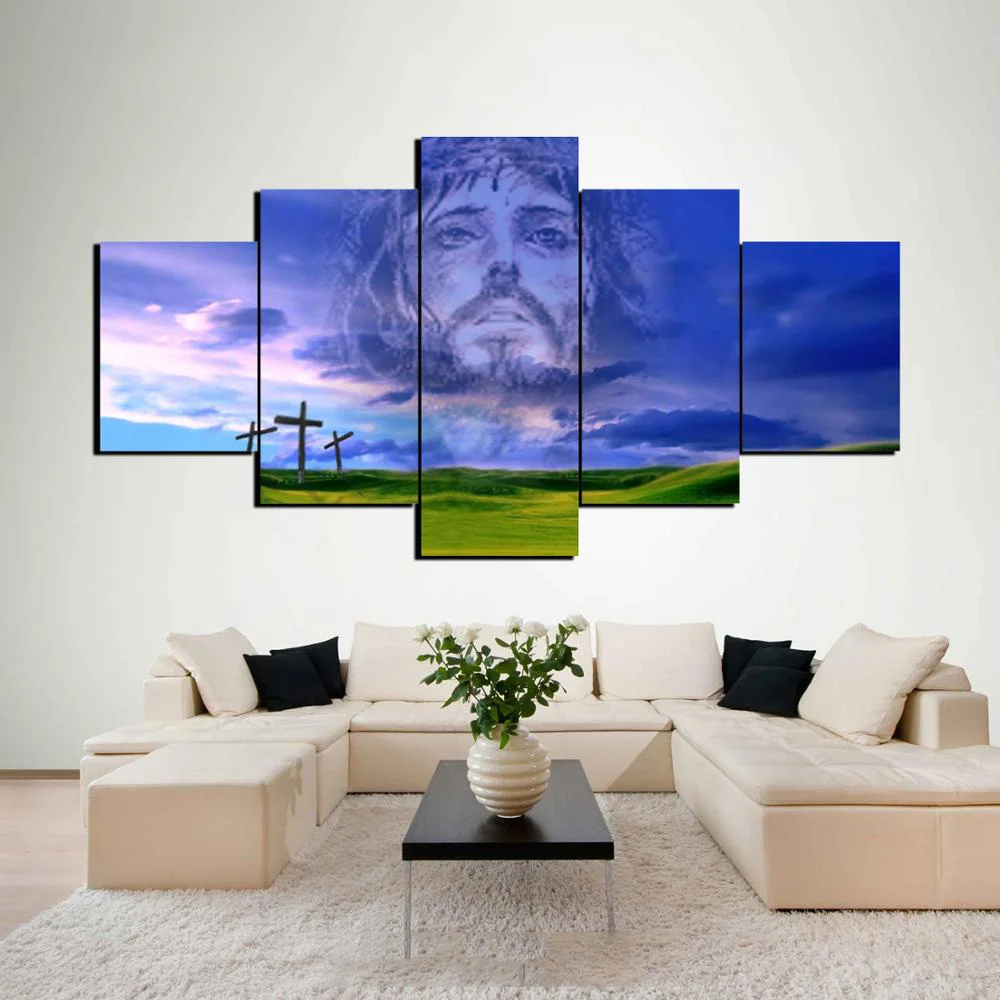 

Modern Painting On Canvas Home HD Printed 5 Panel Jesus Christ Decoration Posters Framework Living Room Wall Artwork Pictures