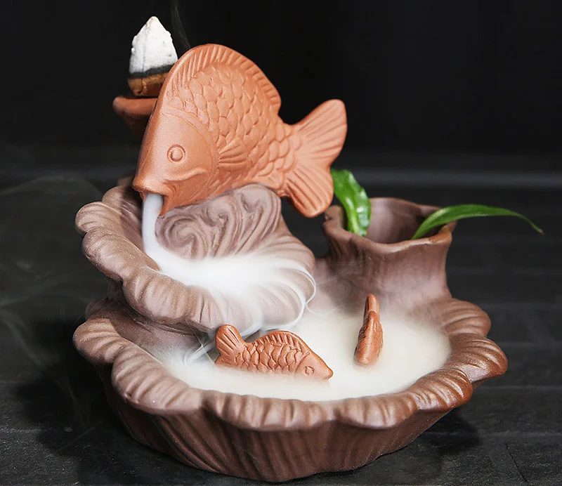 Креативная фиолетовая гофрированная горелка палочки держатель конус рыба приносящая удачу Лебедь гостиная чай комната запах инструмент для удаления курильница для благовоний