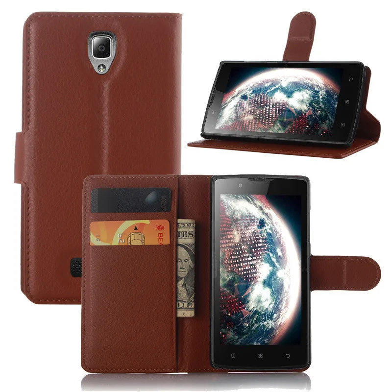 

Leather Case for Lenovo A 2010 Flip Stand Design Phone Back Cover Wallet with Card Slot Book Style Black Brown White