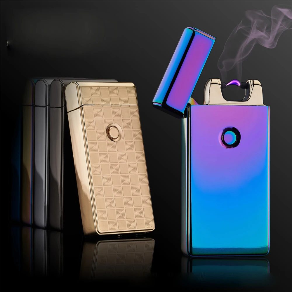 

Windproof Metal Cigarette Lighter Electric Arc Lighter Electric Plasma Pulse USB Charging Cigar Smoking Lighter Gift 10pcs/lot