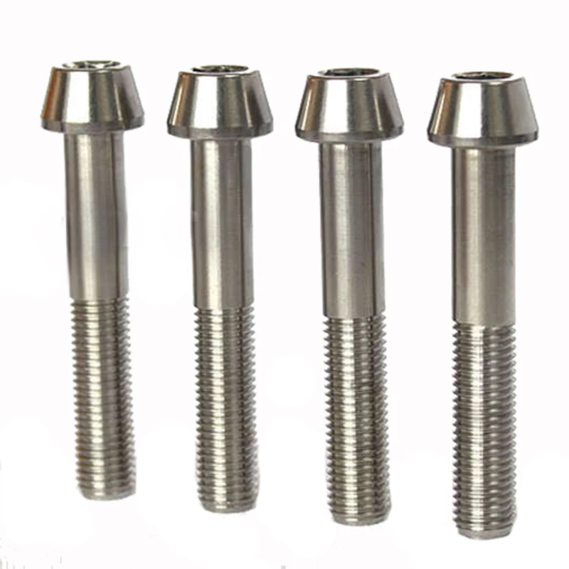 

ROCKBROS Bike Bicycle Titanium Ti Front Brake Caliper Bolt M10 x 60mm Conical 4pcs Bolts Screws