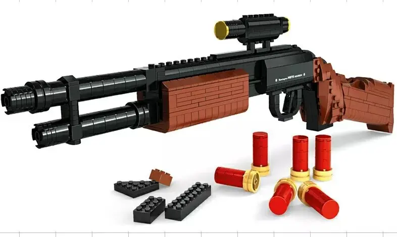 

527pcs M870 Modular Combat Shotgun GUN Weapon Arms Model 1:1 3D Model Brick Gun Building Block Set Toy for kid