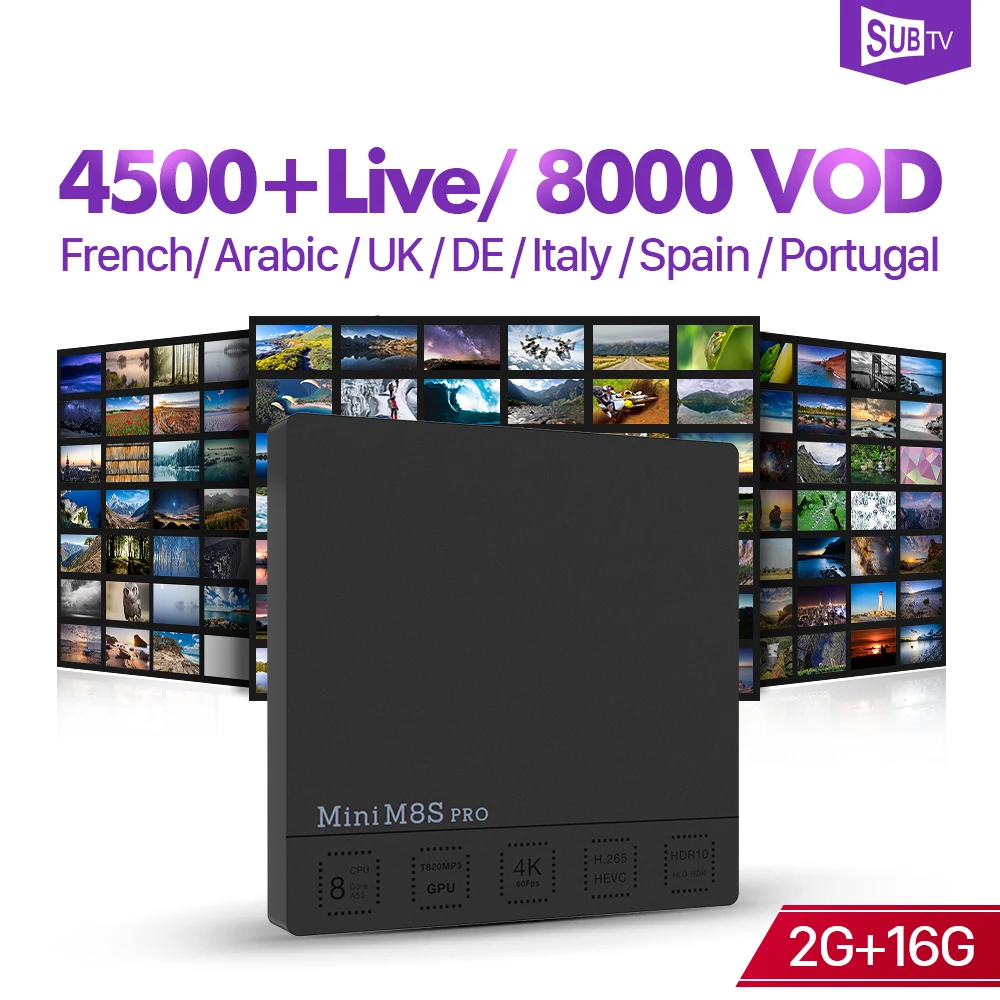 

Arabic IPTV France Smart IP TV Box Android 7.1 Mini M8S Pro 4K IPTV Subscription SUBTV Turkey Portugal Albania IPTV 1 Year