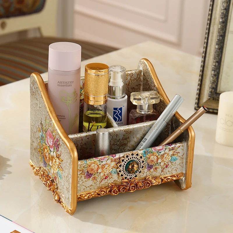 

European-style dressing table desktop household cosmetics storage box large size multi-function remote control storage box