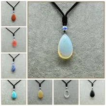 Bijuterias Bijoux Femme Crystal Necklace Water Droplets Pendant Natural Stone Pendant Men Jewelry Aquamarine Beads Apatite